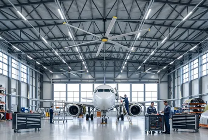 Un flux d'air infatigable et fiable pour les hangars et les aéroports.